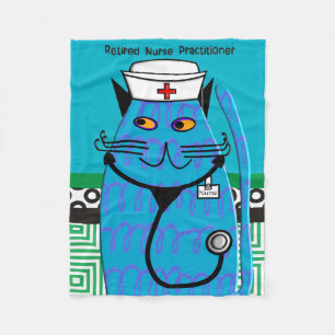 Retired Nurse Practitioner Cat Fleece Blanket #2