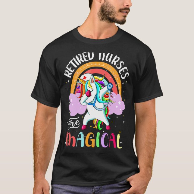 Retired Nurse  Rn Nursing Magical Unicorn Rainbow  T-Shirt (Front)
