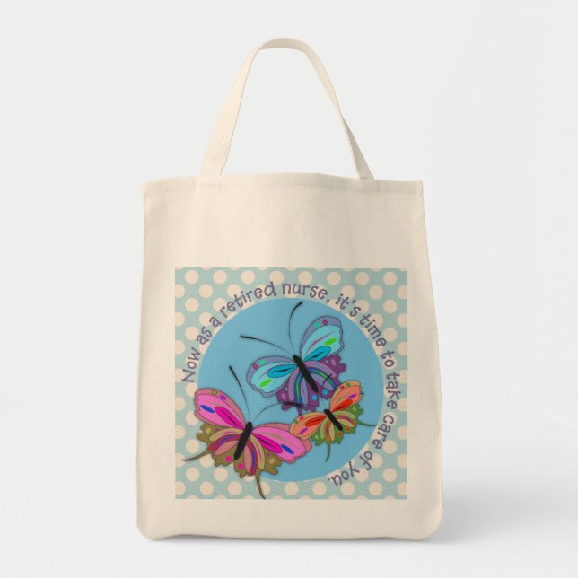 Retired Nurse Tote Bag Butterflies Design (Front)
