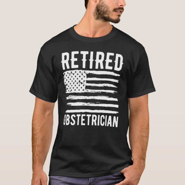 Retired Obstetrician Profession American Flag T-Shirt (Front)
