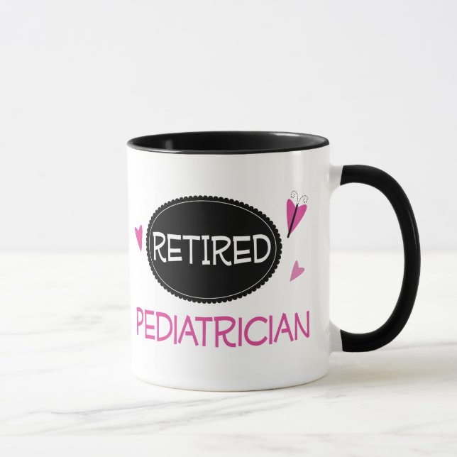 Retired Paediatrician Pink Butterfly Mug (Right)
