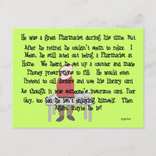 Retired Pharmacist "Can't Let Go" Story Art Gifts Postcard