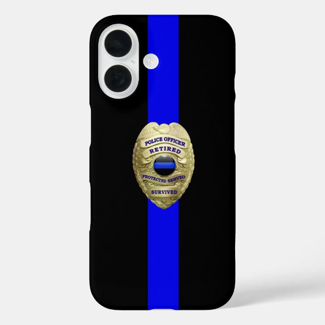 Retired Police Badge Thin Blue Line Case-Mate iPho iPhone Case (Back)