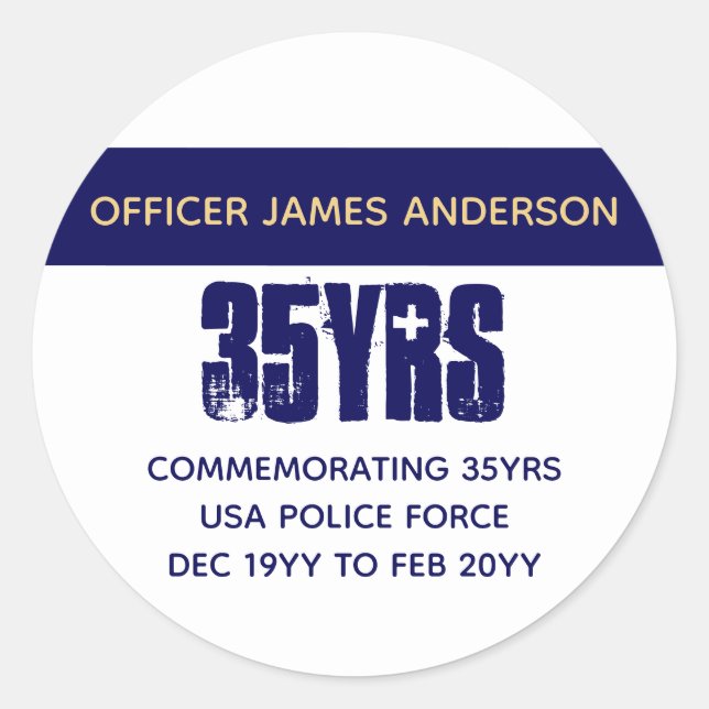 Retired Police Officer Thin Blue Line Personalised Classic Round Sticker (Front)