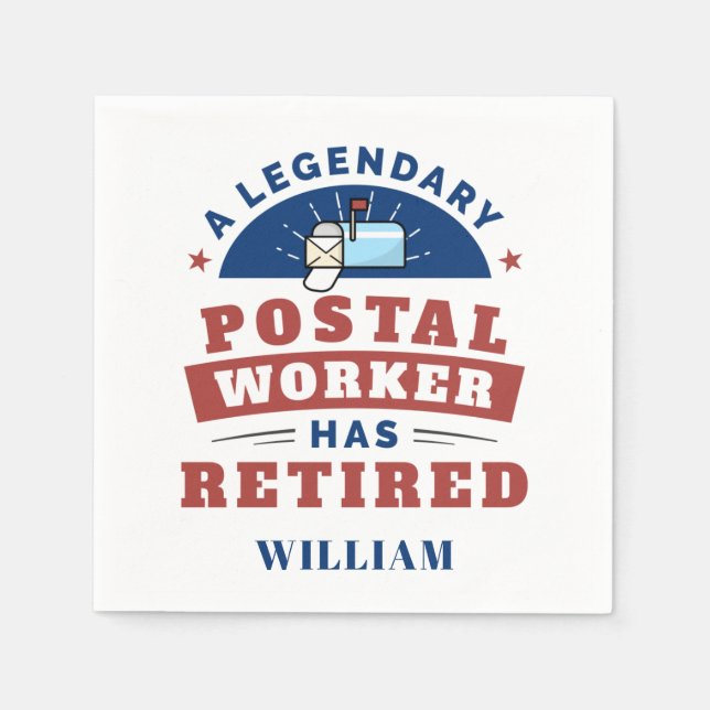Retired Post Office Worker Personalised Paper Napkin (Front)