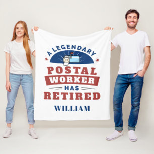 Retired Post Office Worker Typography Personalised Fleece Blanket