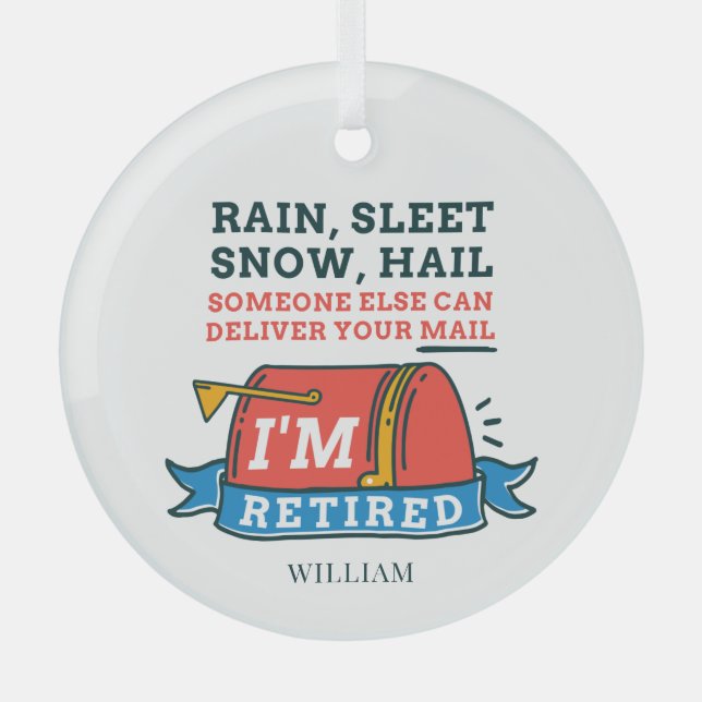 Retired Postal Worker Custom Retirement Glass Tree Decoration (Front)
