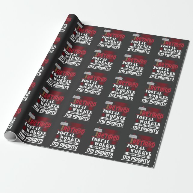Retired Postal Worker Funny Deliverer Retirement Wrapping Paper (Unrolled)