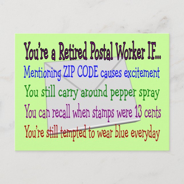 Retired Postal Worker--Funny T-Shirts and Gifts Postcard (Front)