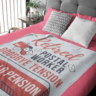 Retired Postal Worker Goodbye Tension Retirement Fleece Blanket