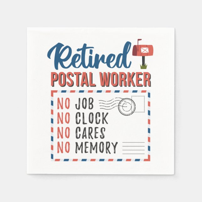 Retired Postal Worker Letter Carrier Retirement Napkin (Front)