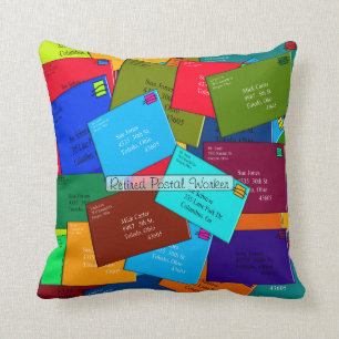 Retired Postal Worker Letters Cushion