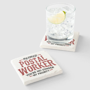 Retired Postal Worker Mailman Retirement Ceramic Stone Coaster