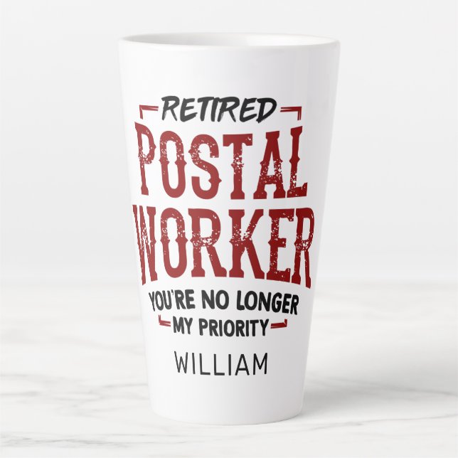 Retired Postal Worker Mailman Retirement Funny Latte Mug (Front)