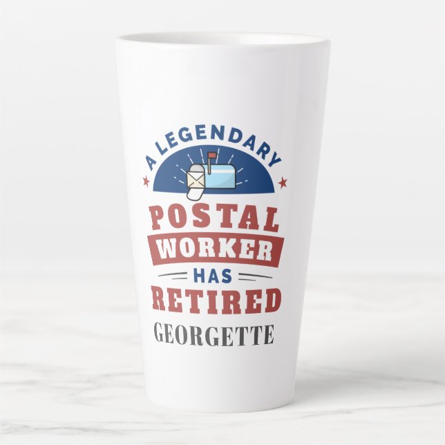 Retired Postal Worker Mailman Retirement Gag Latte Mug (Front)