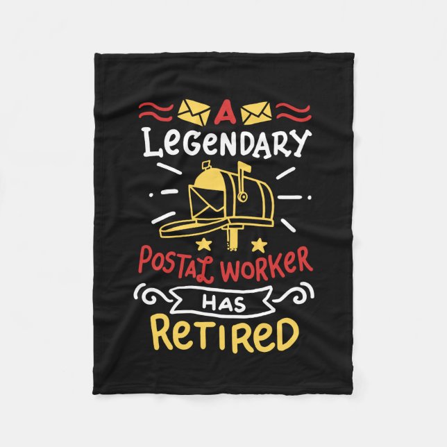 Retired Postal Worker Mailman Retirement Gift Fleece Blanket (Front)