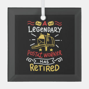Retired Postal Worker Mailman Retirement Gift Glass Tree Decoration