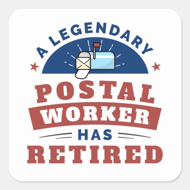 Retired Postal Worker Mailman Retirement Keepsake Square Sticker (Front)