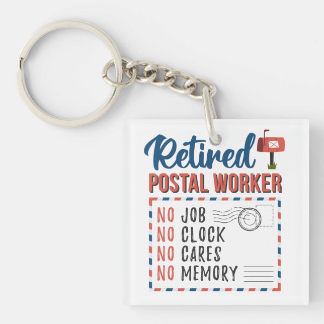 Retired Postal Worker Mailman Retirement Key Ring (Front)