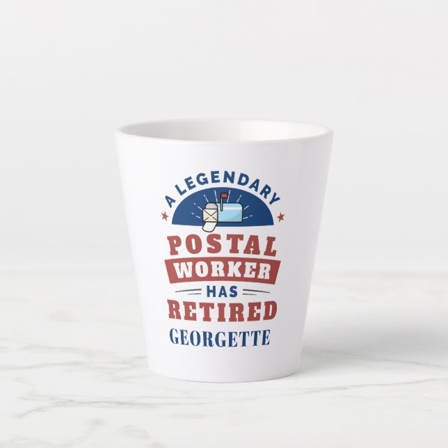 Retired Postal Worker Mailman Retirement Latte Mug (Front)