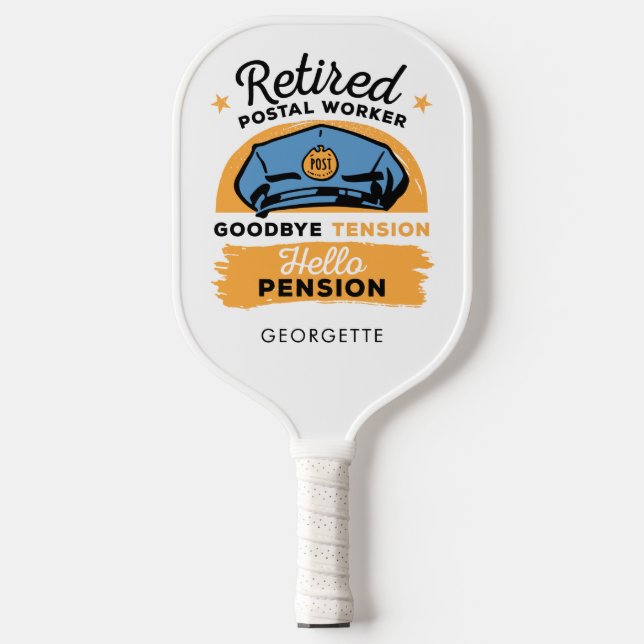 Retired Postal Worker Personalised Retirement Gag Pickleball Paddle (Front)
