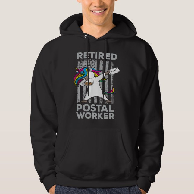 Retired Postal Worker Pride Mailman Retirement Hoodie (Front)