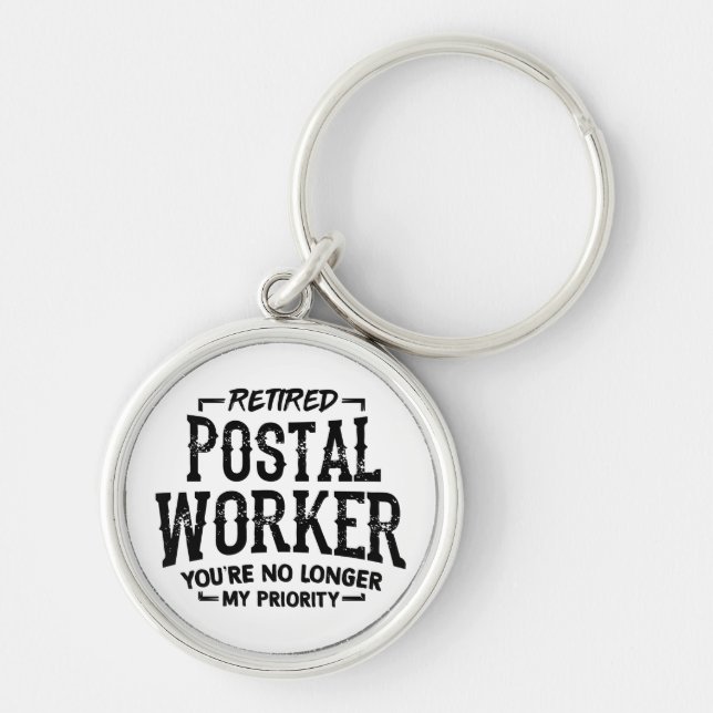 Retired Postal Worker Retirement Mailman Funny Key Ring (Front)