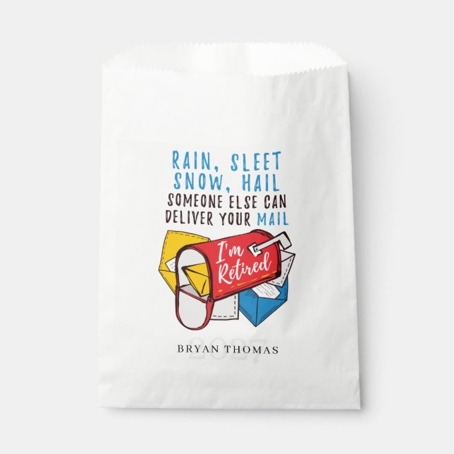 Retired Postal Worker Retirement Mailman Party Favour Bag (Front)
