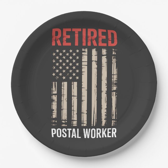 Retired Postal Worker Retirement Paper Plate (Front)