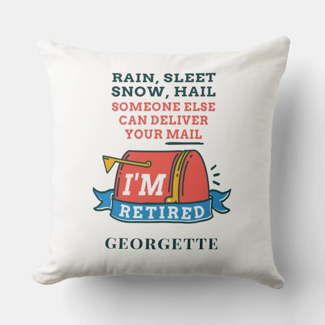 Retired Postal Worker Retirement Personalised Cushion (Front)