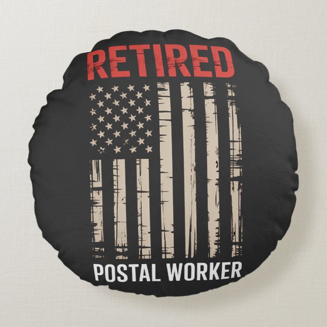 Retired Postal Worker Retirement Round Cushion (Front)