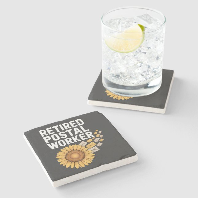Retired Postal Worker Stone Coaster (Side)