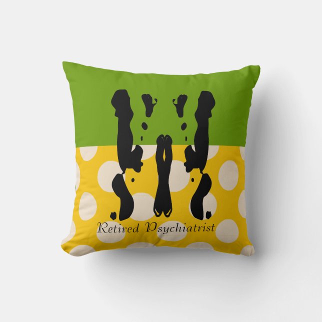 Retired Psychiatrist Rorschach Polka Dots Cushion (Front)