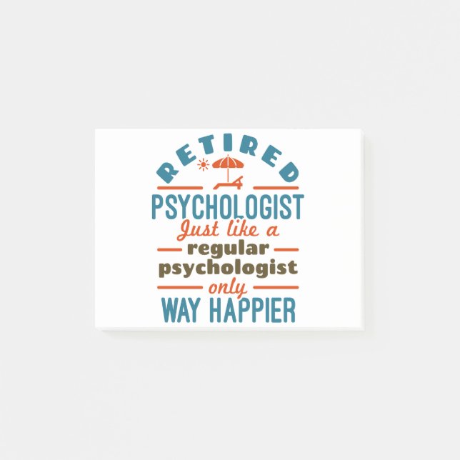 Retired Psychologist Therapist Retirement Happier Post-it Notes (Front)