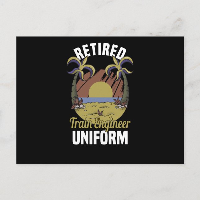 Retired Railroad Engineer Train Steam Conductor Postcard (Front)