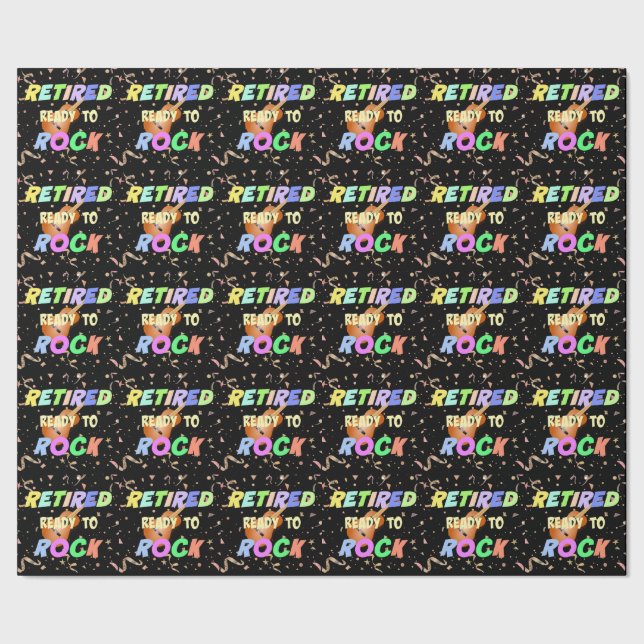 Retired. Ready to Rock. Colourful Confetti Wrapping Paper (Seam)