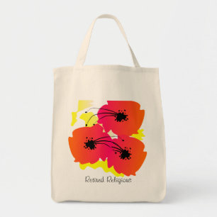 Retired Religious Tote Bag Artsy Tropical Flowers