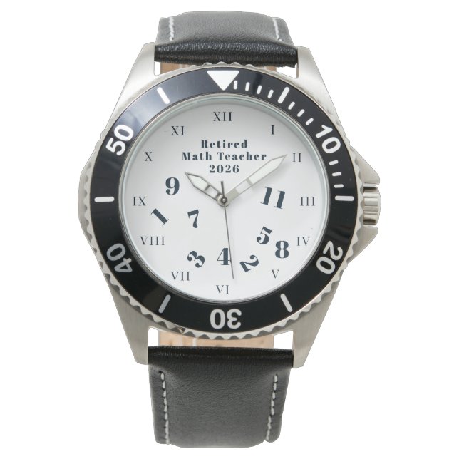 Retired Retirement Math Teacher Numbers Watch (Front)