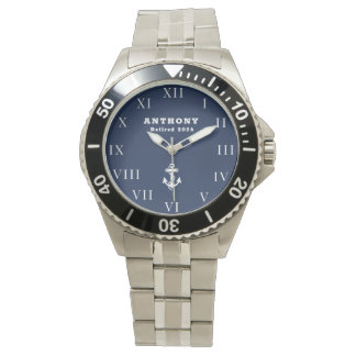 Retired Retirement Nautical Anchor Vintage Navy  Watch