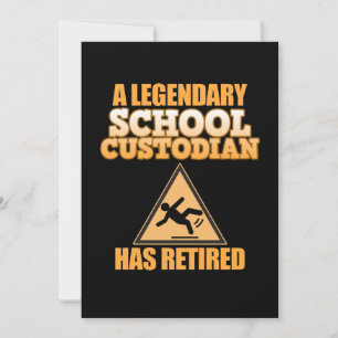 Retired School Custodian Caretaker Janitor Support Invitation