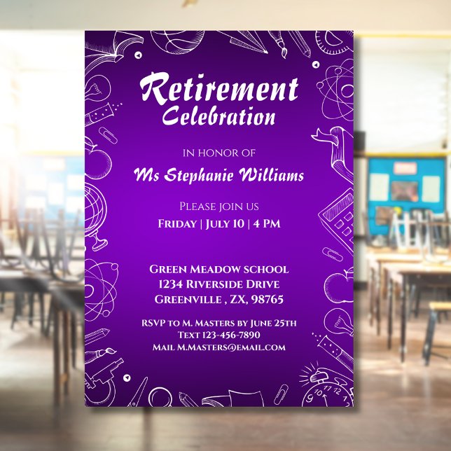 Retired Schoolteacher Celebration Party  Invitation (Creator Uploaded)