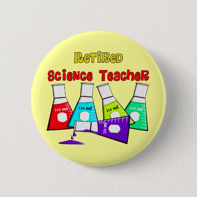 Retired Science Teacher Beeker Design 6 Cm Round Badge (Front)