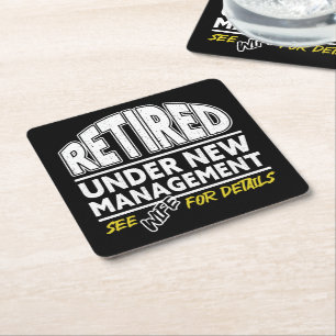 Retired See Wife For Details Retirement Vintage Square Paper Coaster