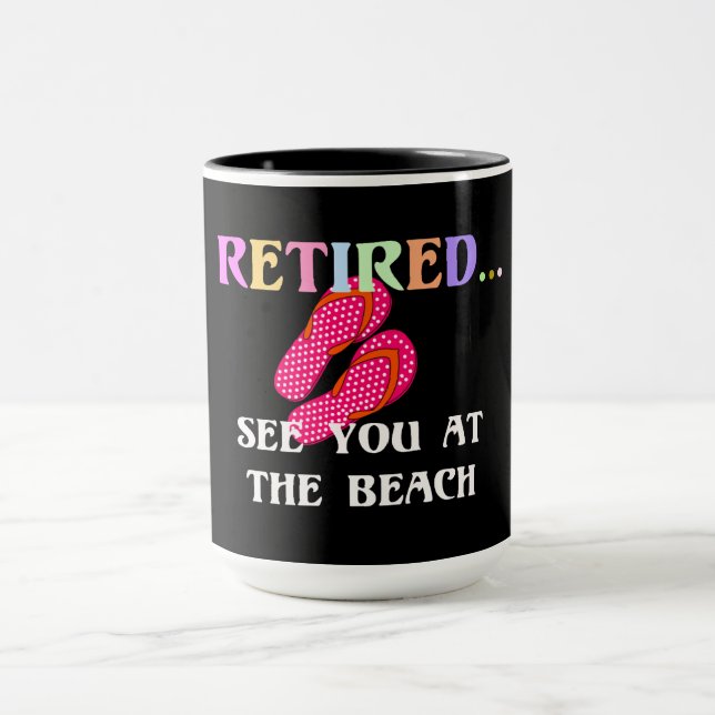 Retired...See you at the beach, colourful flipflop Mug (Center)