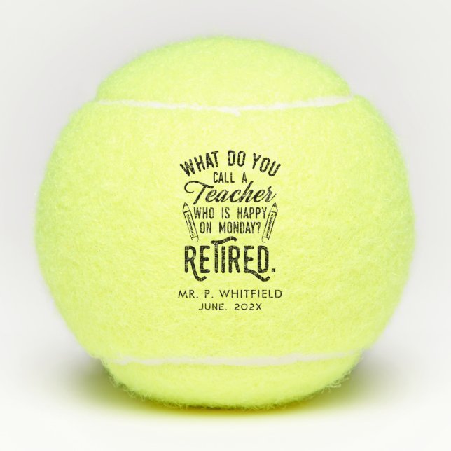 Retired  Sports PE Teacher Retirement Custom Tennis Balls (Front)