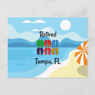 Retired--Tampa, FL, colourful flip-flops, Postcard