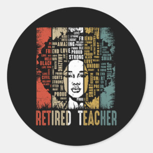 Retired Teacher Afro African American Black Histor Classic Round Sticker
