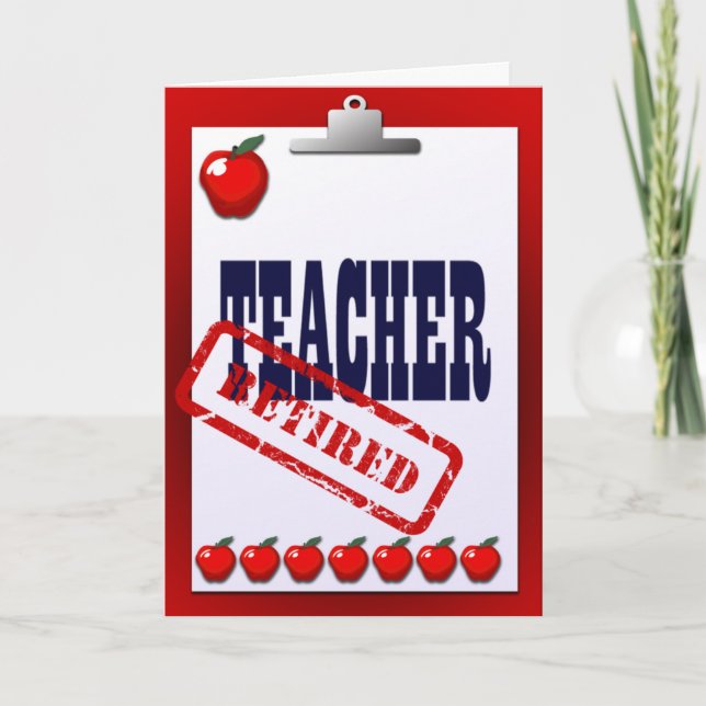 Retired Teacher Apples Clipboard Card (Front)