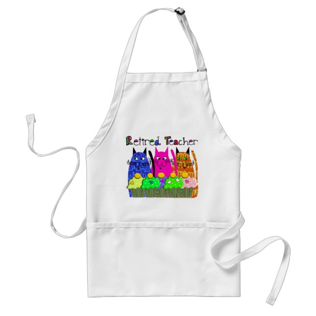 Retired Teacher Apron Cats and Cupcakes (Front)