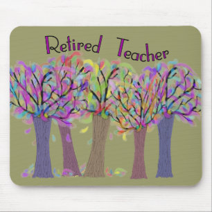 Retired Teacher Artsy Trees Design Mouse Pad